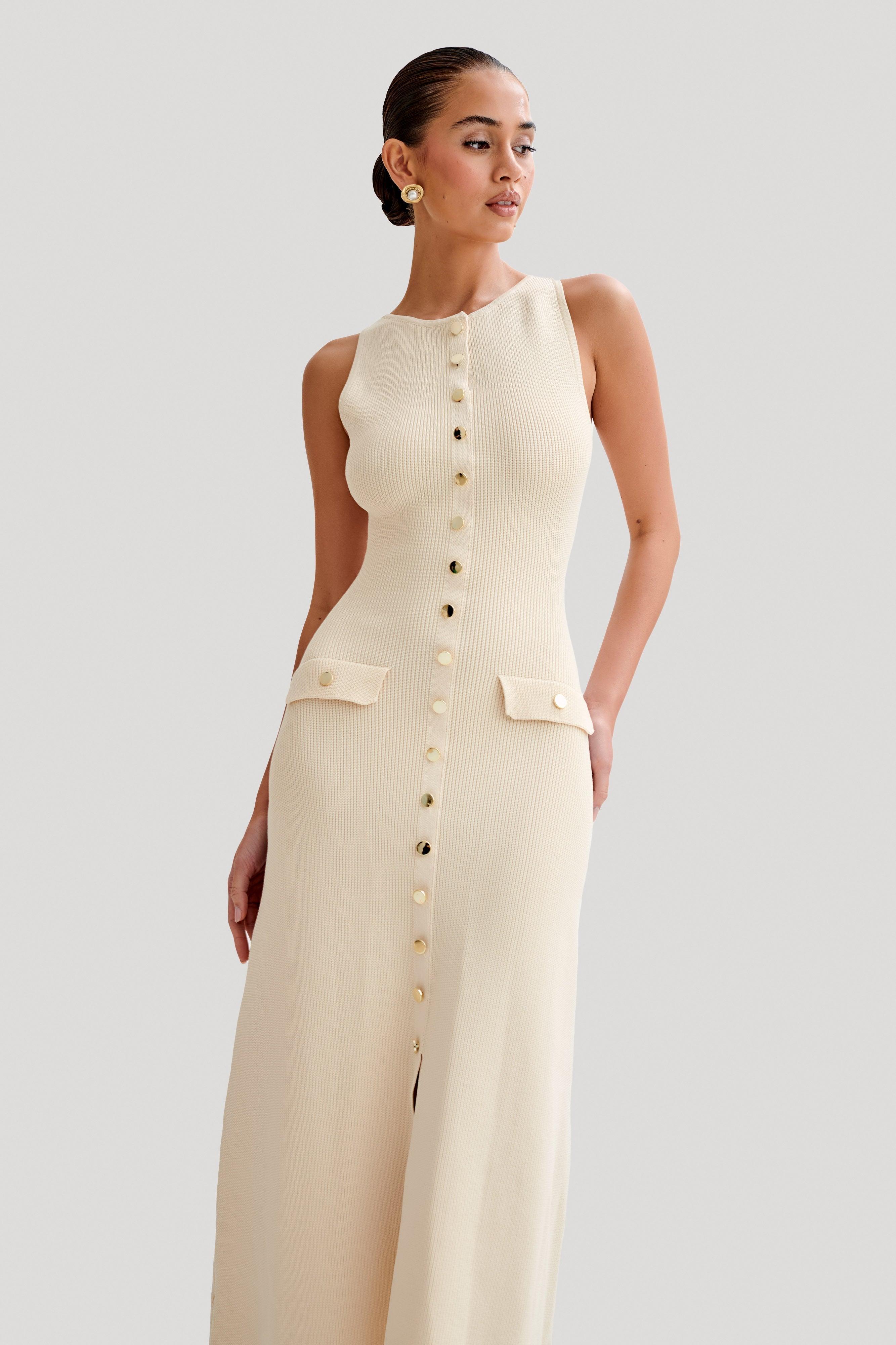 Parfait Élégance™ | ROBE MAXI SANS MANCHES AVEC BOUTONS
