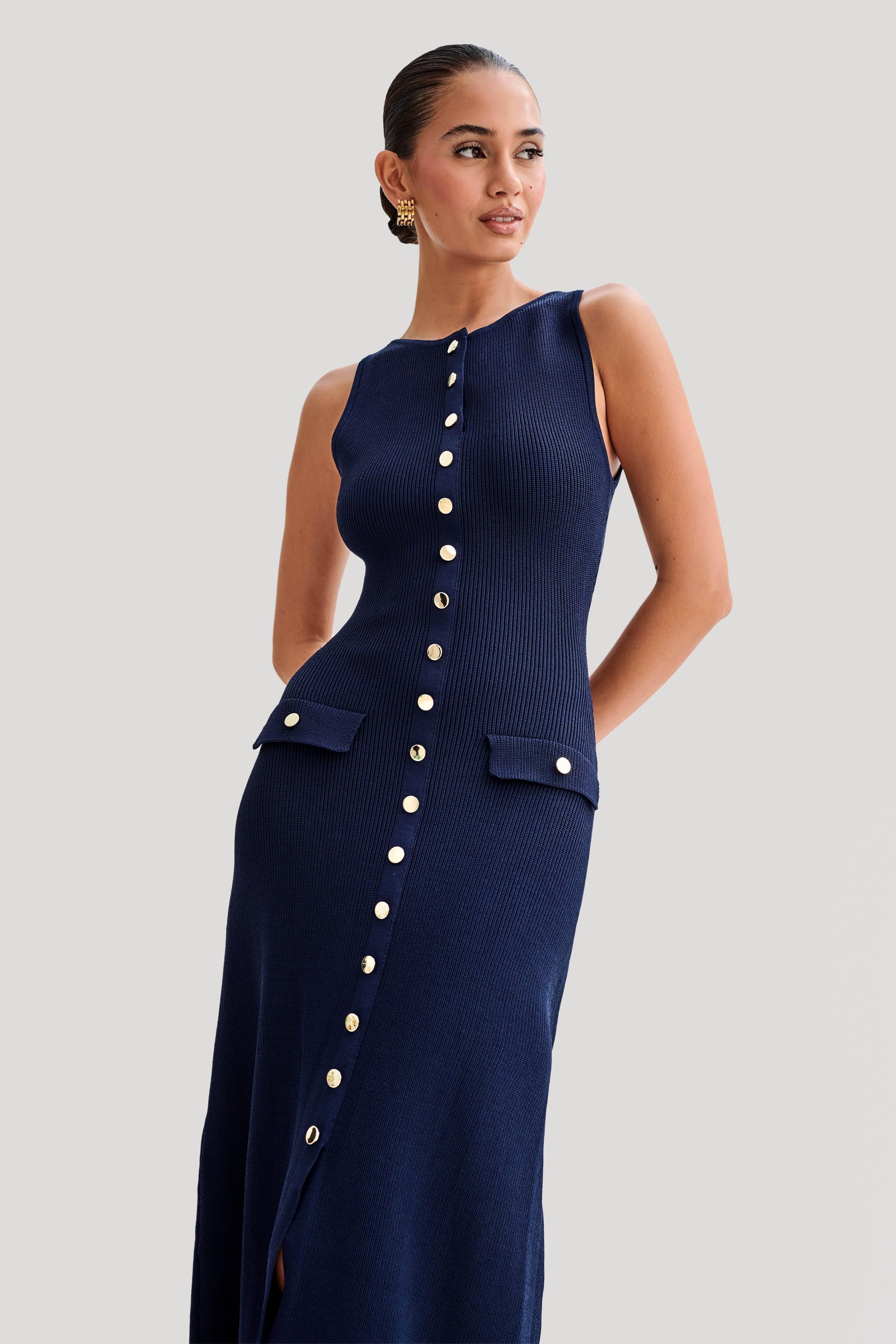 Parfait Élégance™ | ROBE MAXI SANS MANCHES AVEC BOUTONS