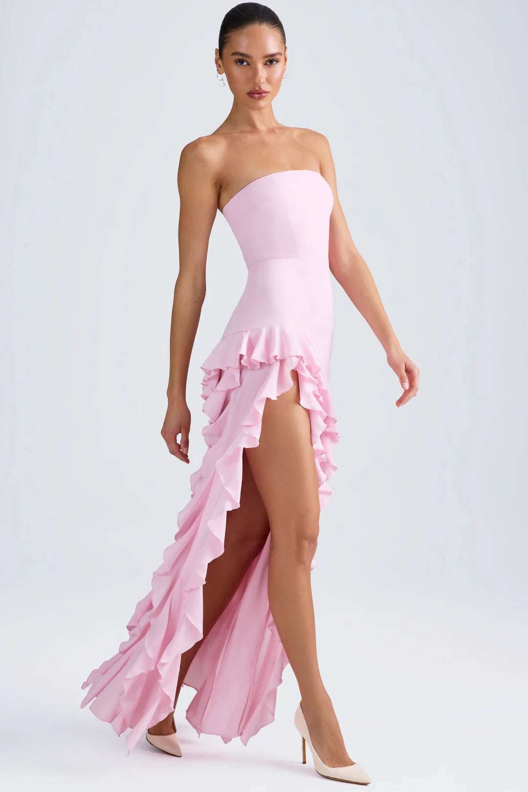 Parfait Élégance™ | ROBE MAXI SANS MANCHES À FENTE ET VOLANTS