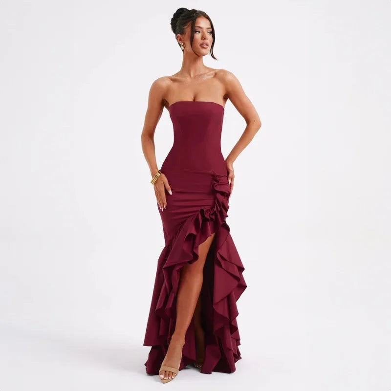 Parfait Élégance™ | ROBE MAXI SANS MANCHES À FENTE ET VOLANTS