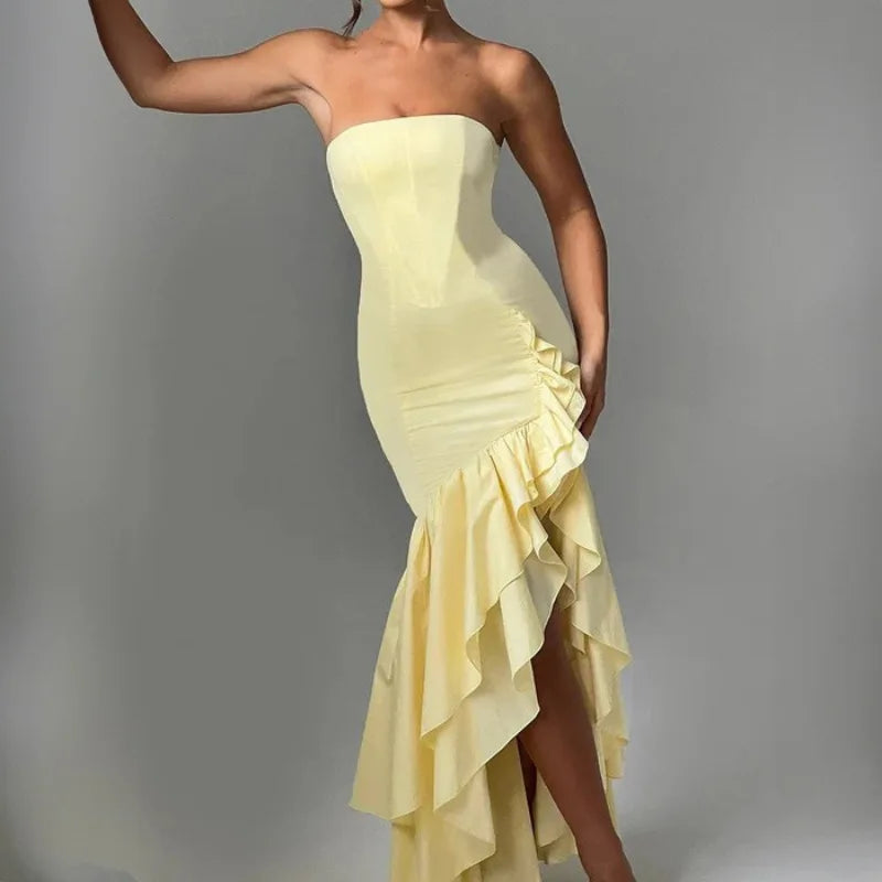 Parfait Élégance™ | ROBE MAXI SANS MANCHES À FENTE ET VOLANTS