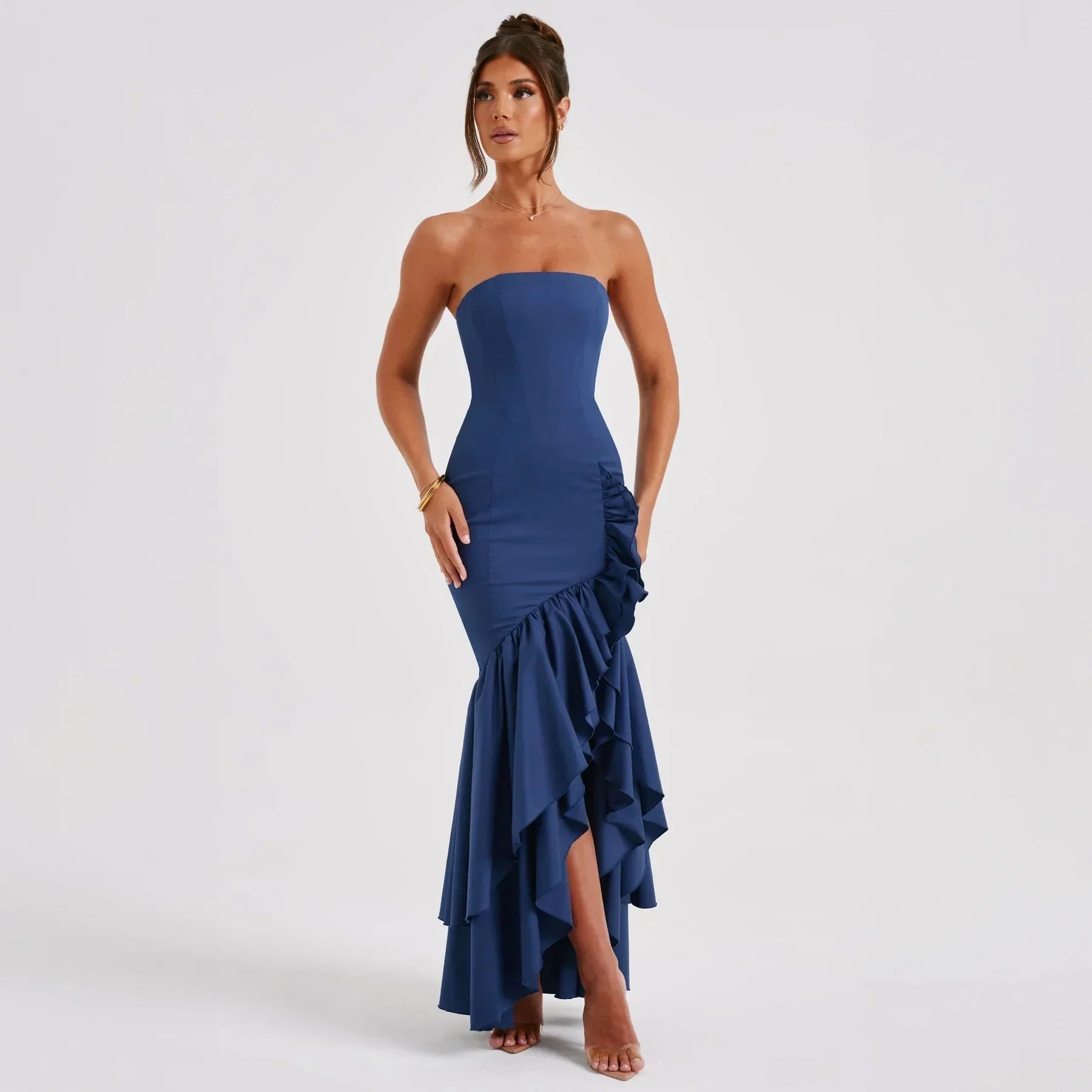 Parfait Élégance™ | ROBE MAXI SANS MANCHES À FENTE ET VOLANTS