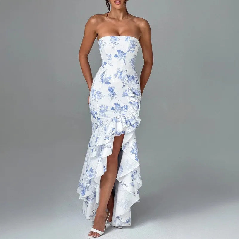 Parfait Élégance™ | ROBE MAXI SANS MANCHES À FENTE ET VOLANTS