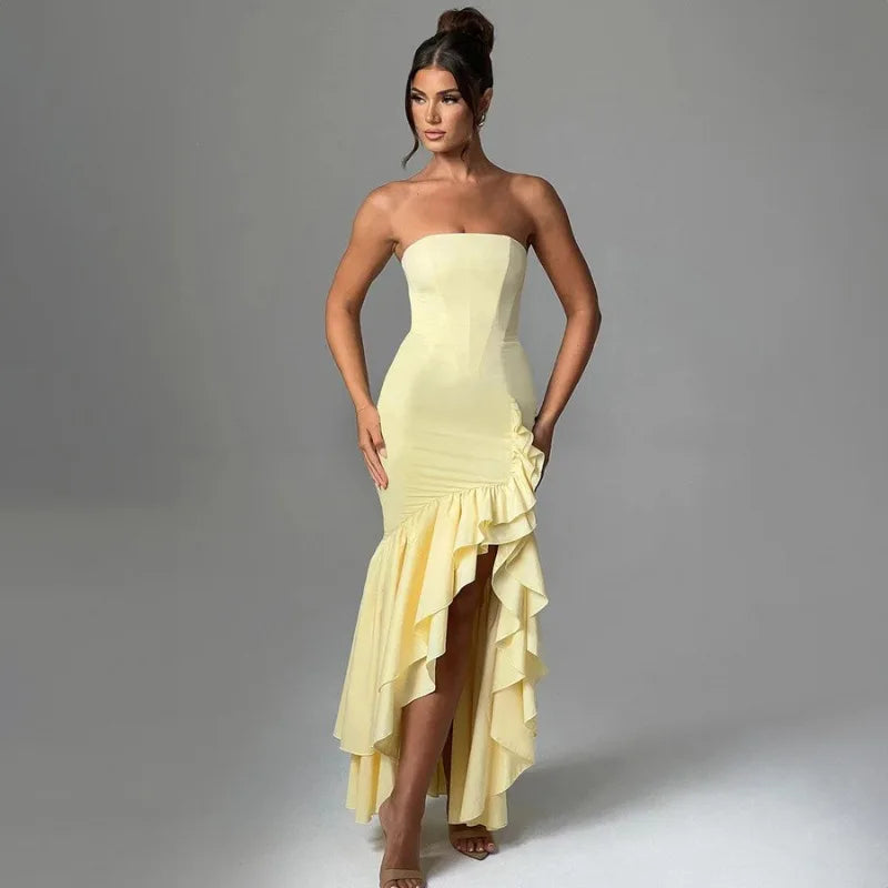 Parfait Élégance™ | ROBE MAXI SANS MANCHES À FENTE ET VOLANTS