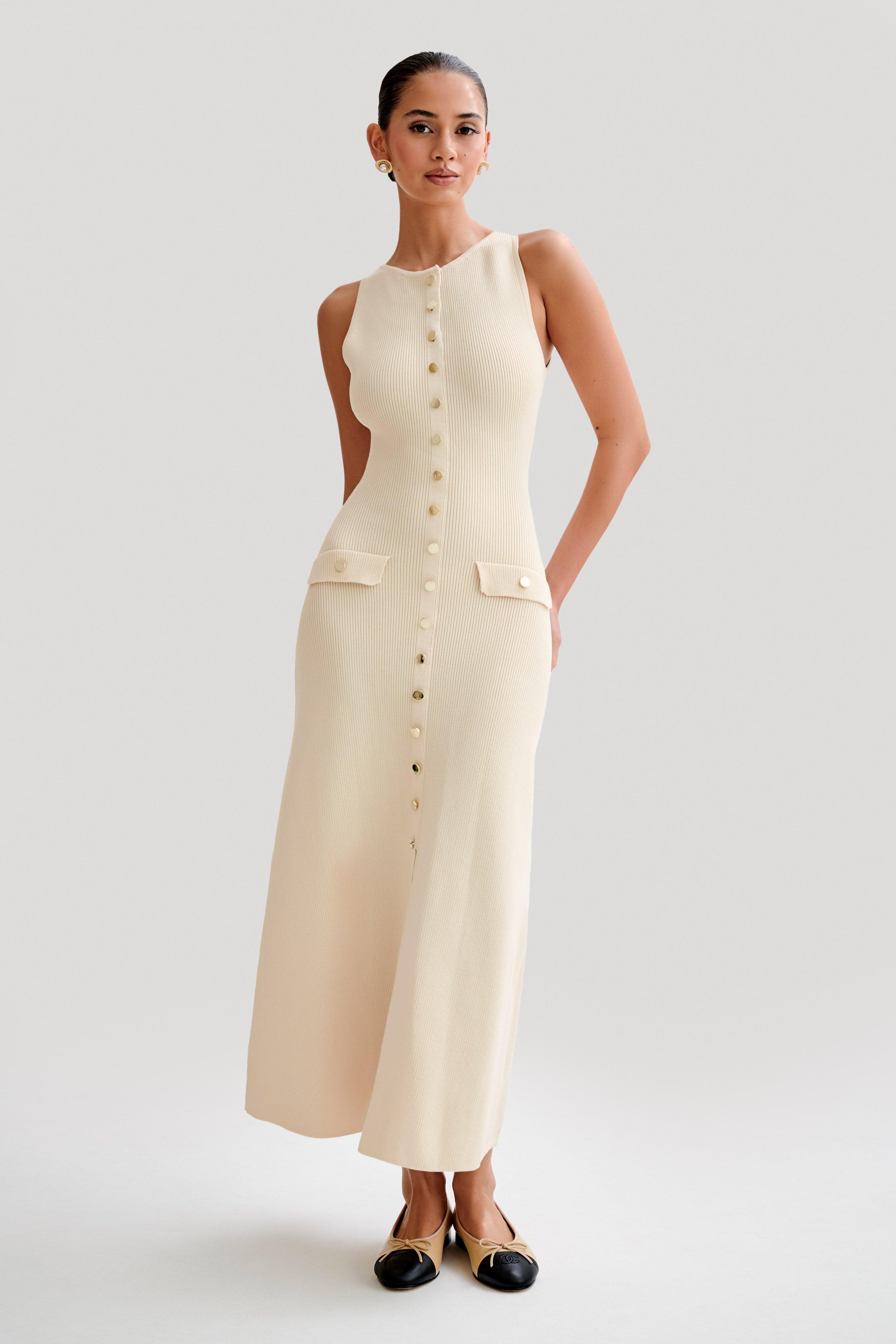 Parfait Élégance™ | ROBE MAXI SANS MANCHES AVEC BOUTONS