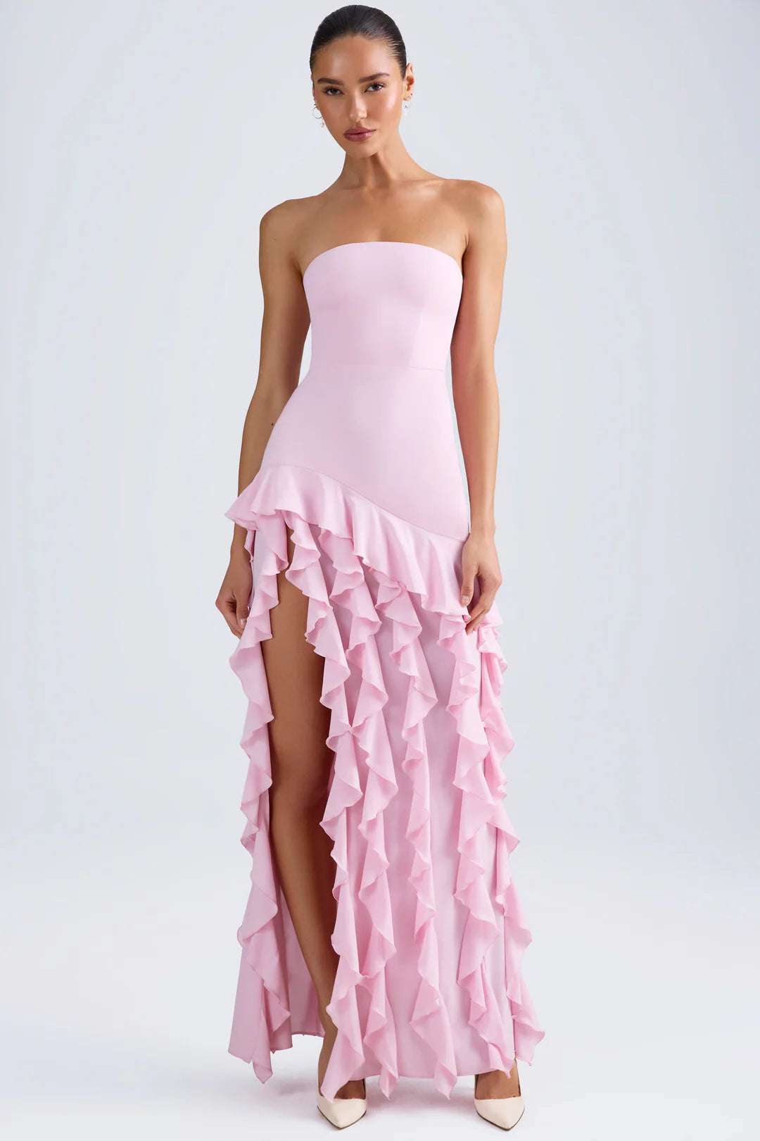Parfait Élégance™ | ROBE MAXI SANS MANCHES À FENTE ET VOLANTS