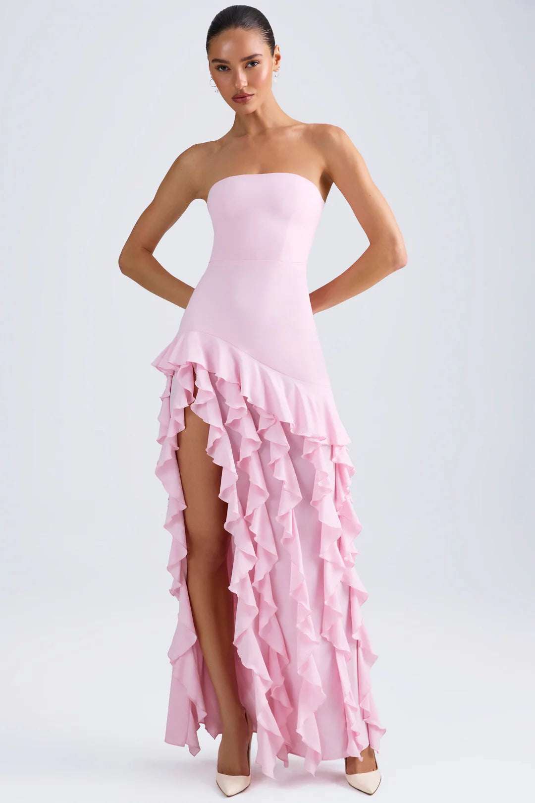 Parfait Élégance™ | ROBE MAXI SANS MANCHES À FENTE ET VOLANTS