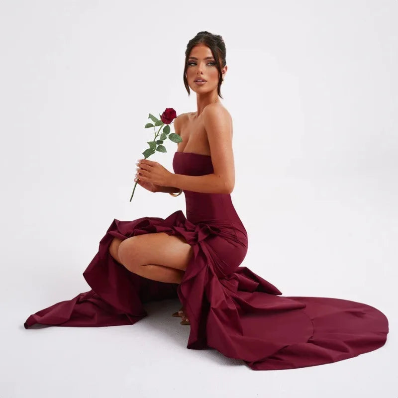 Parfait Élégance™ | ROBE MAXI SANS MANCHES À FENTE ET VOLANTS