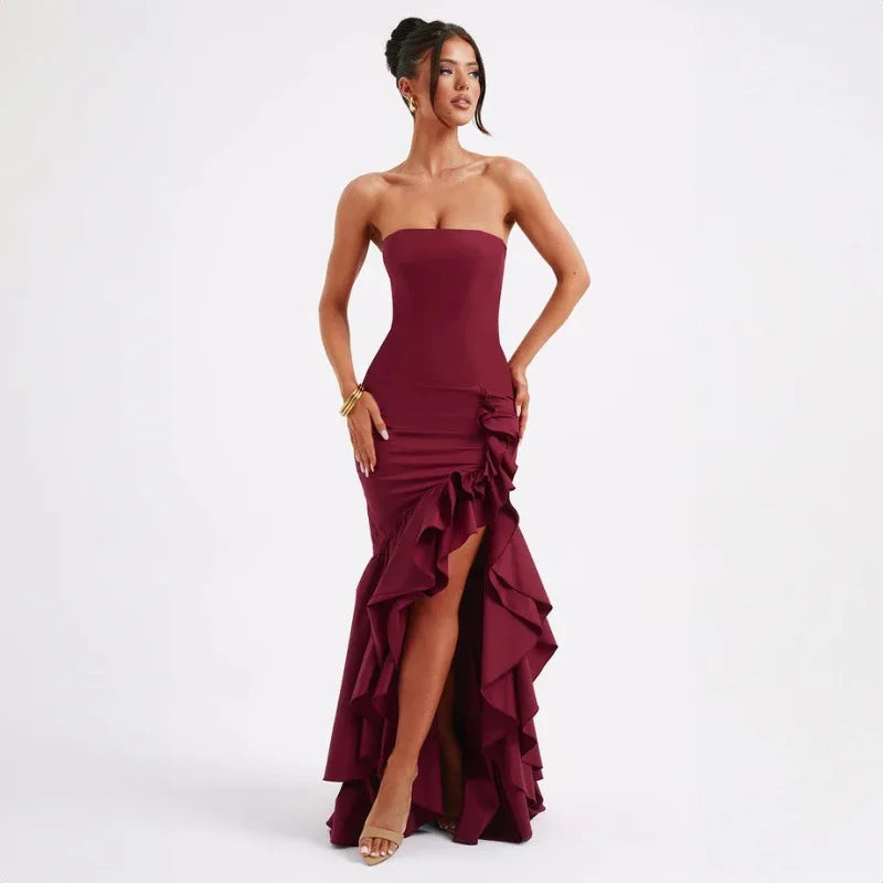 Parfait Élégance™ | ROBE MAXI SANS MANCHES À FENTE ET VOLANTS