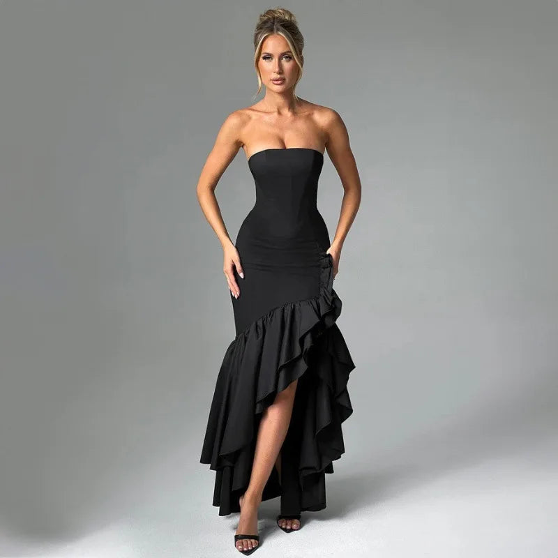 Parfait Élégance™ | ROBE MAXI SANS MANCHES À FENTE ET VOLANTS