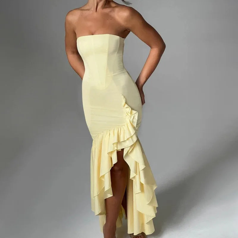 Parfait Élégance™ | ROBE MAXI SANS MANCHES À FENTE ET VOLANTS