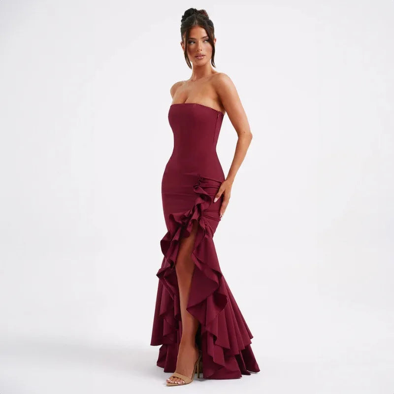 Parfait Élégance™ | ROBE MAXI SANS MANCHES À FENTE ET VOLANTS